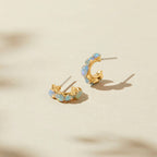Raw Opal Huggie Hoop Earrings