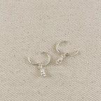 Silver Filled CZ Drop Hoop Earrings