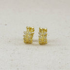 CZ Leaf Clicker Hoop Earrings