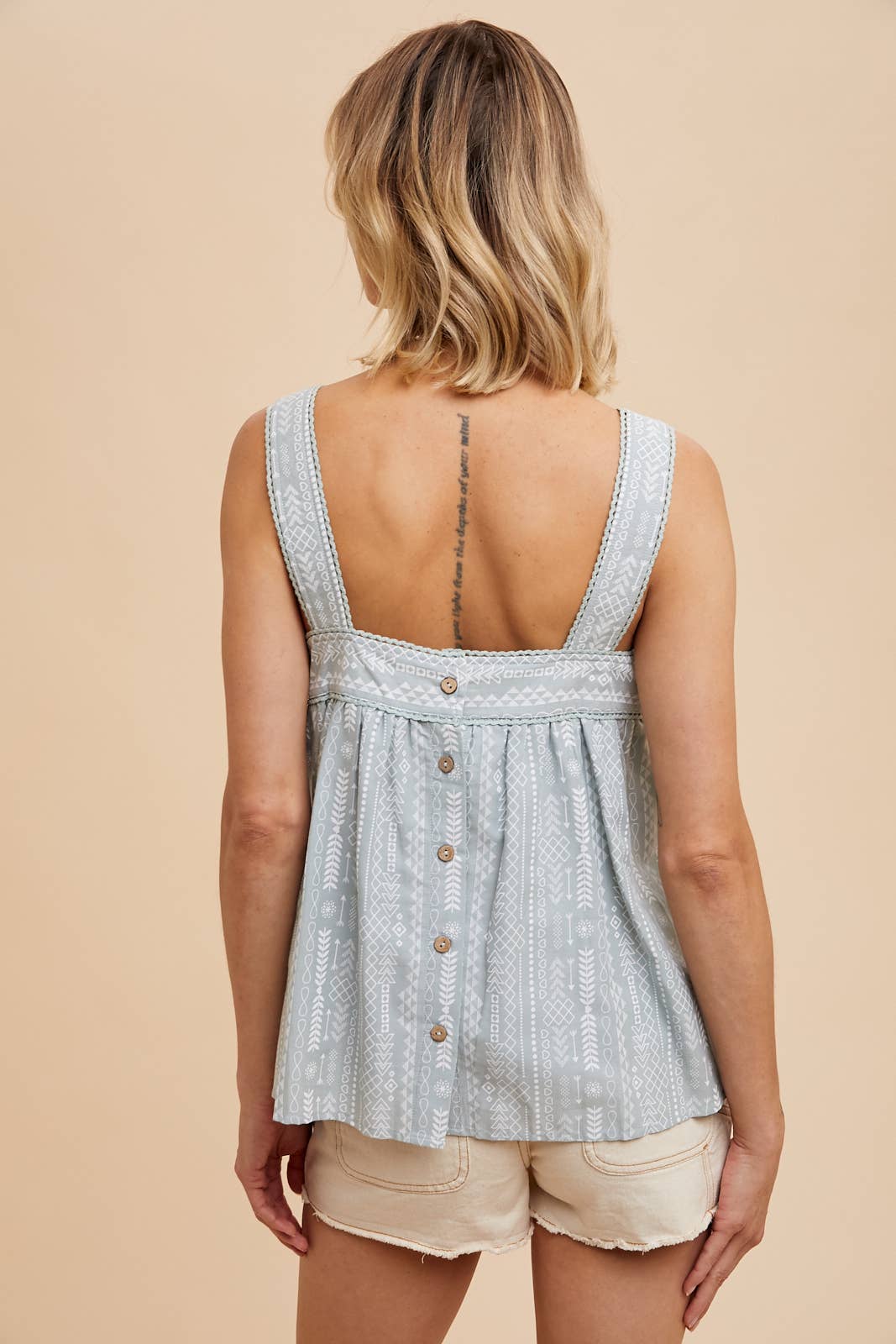 BUTTON BACK SMOCK TANK