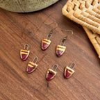 Maroon and Gold Small Drip Earring