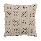 Throw Pillow With Tufted Block Print Design