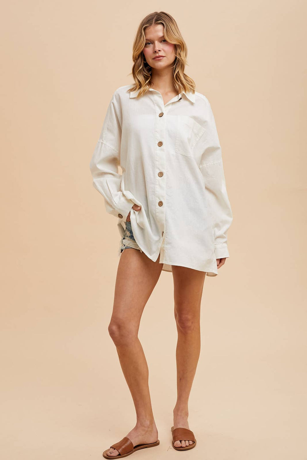 Linen Blend Button Down
