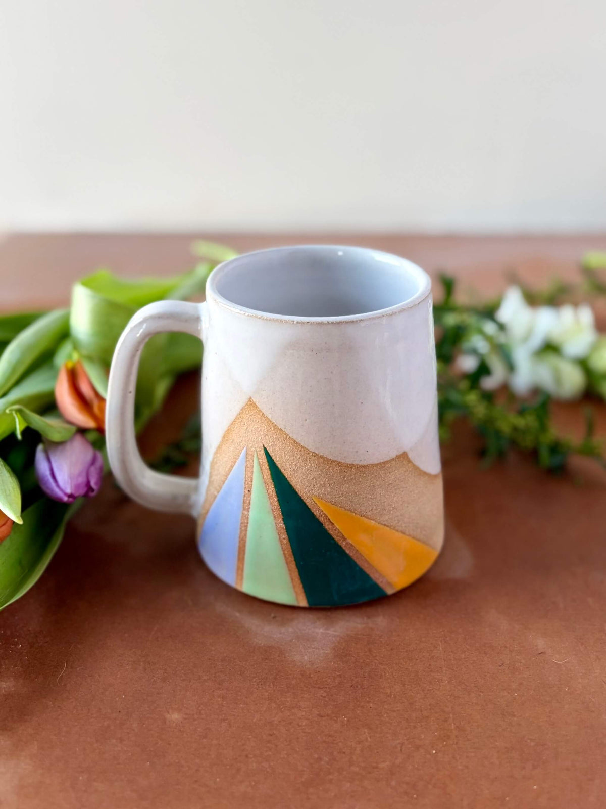 Triangles Geometric Mug Spring Palette Handmade Ceramic