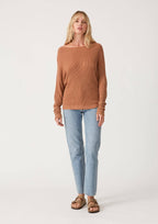 Long Sleeve Waffle Knit Pullover Sweater