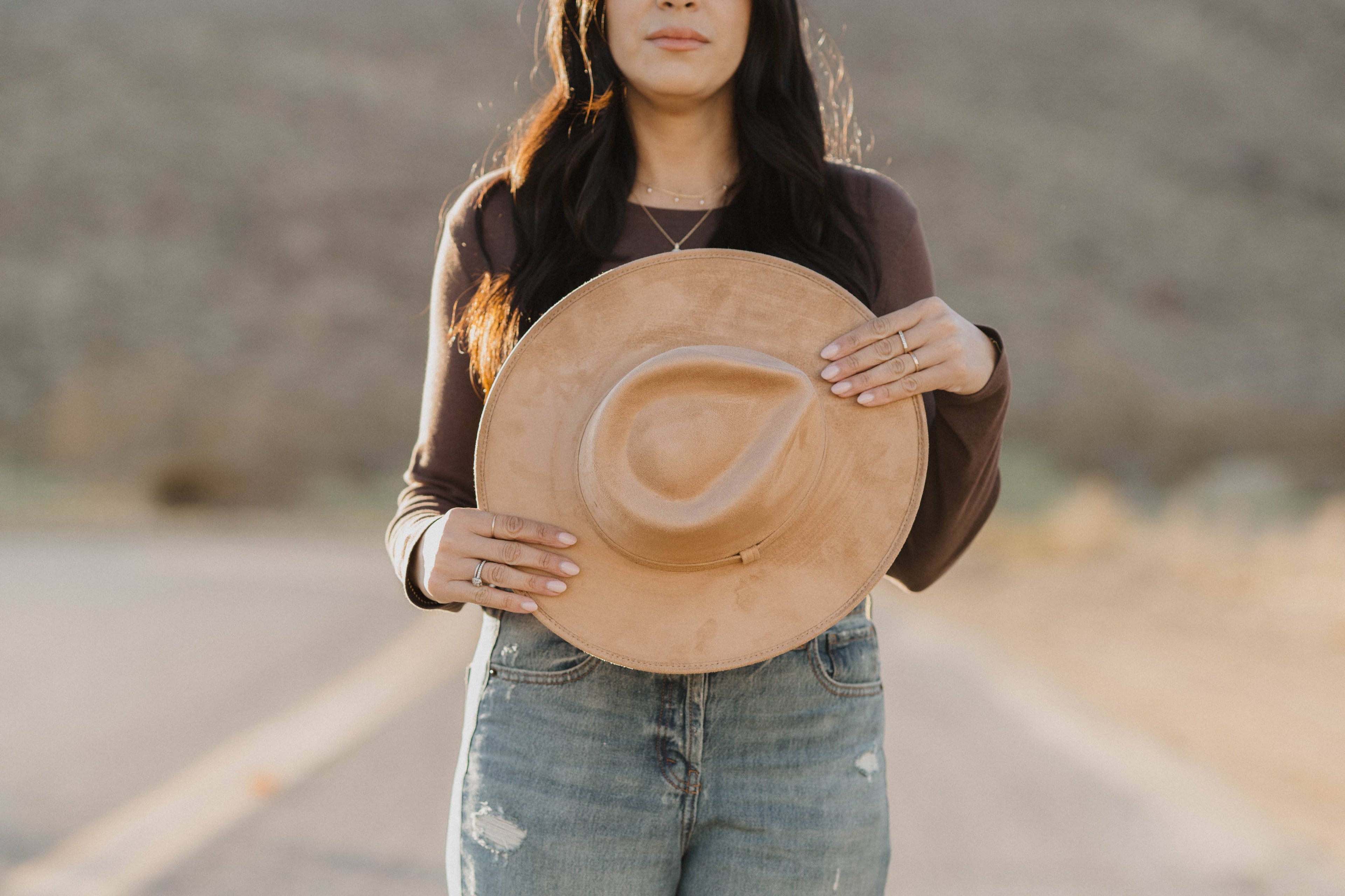 Vegan Suede Tear Drop Hat
