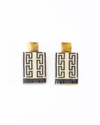 Beaded Handwoven Guajira Square Earrings (Cream/Black)