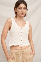 Sleeveless Crochet Top with Button Detail