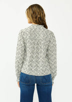Floral Embroidered Check Ruffle Blouse