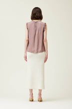  Bubble Ruffle Satin Tank