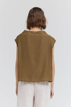 Mock Neck Loose Fit Textured Top