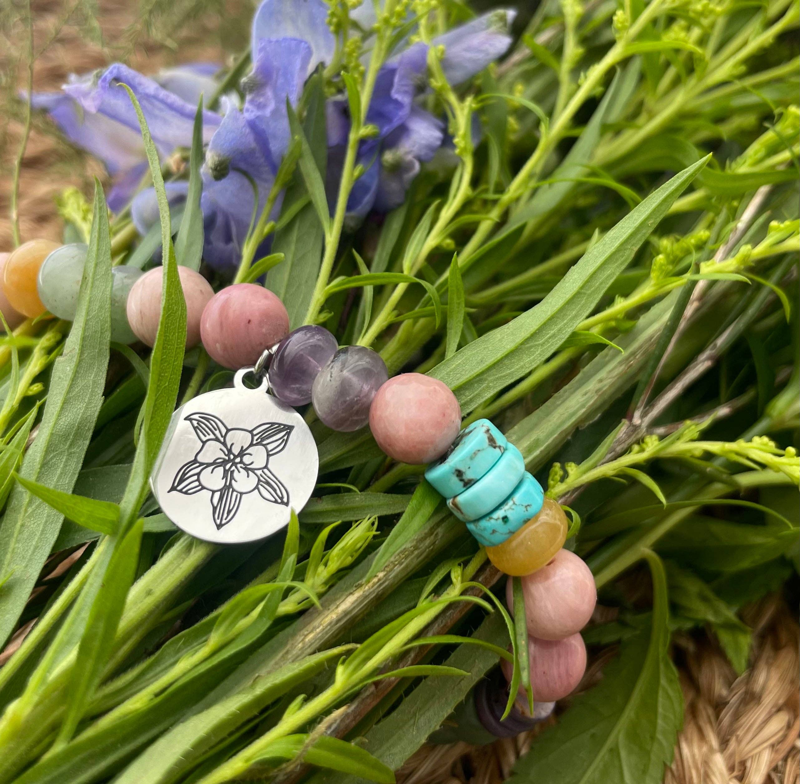 Colorado Wildflowers Bracelet  |  Souvenir Gemstone Bracelet