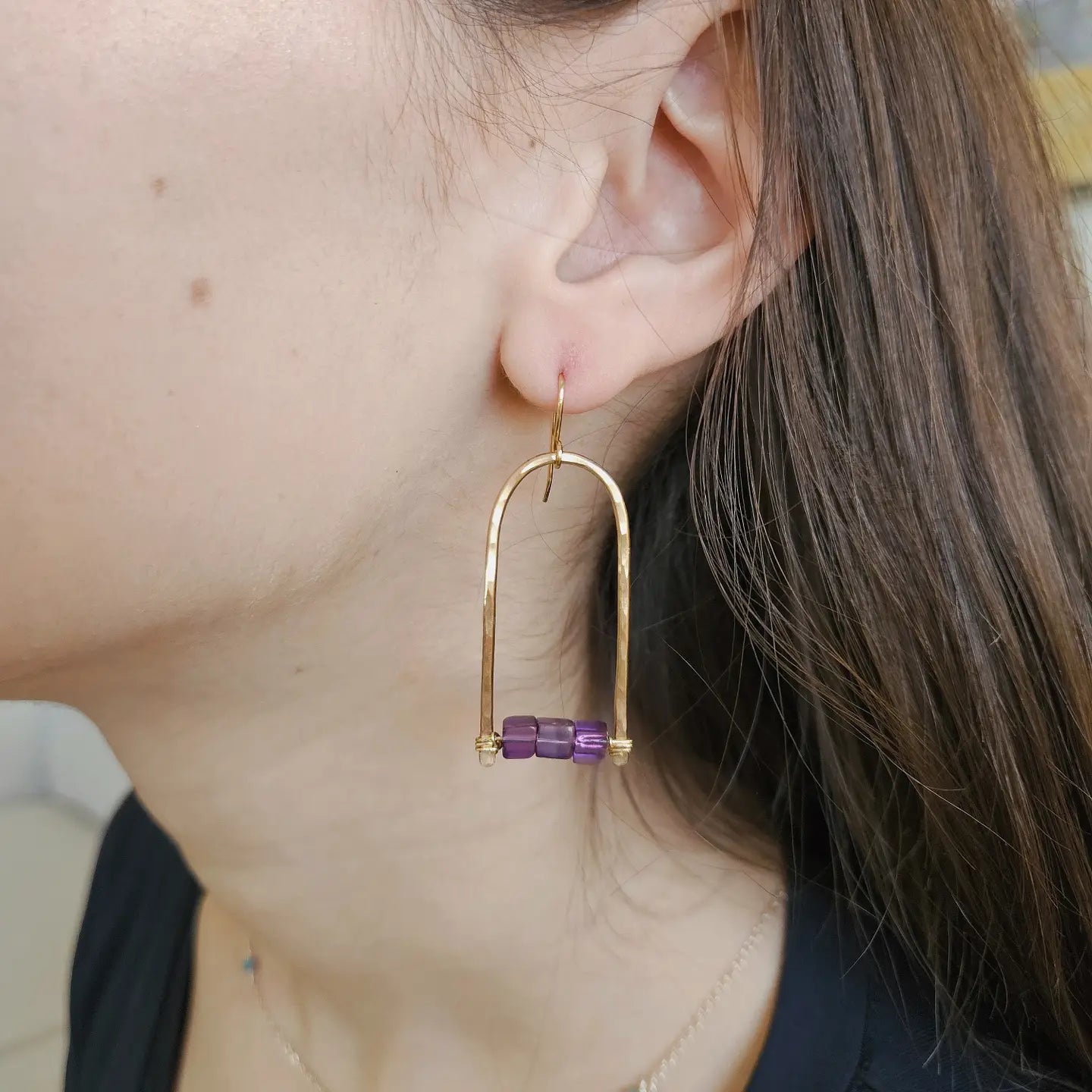 Purple 14K Gold Filled Earrings Handmade