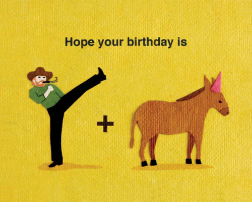 Kick Donkey Birthday Blank Greeting Card