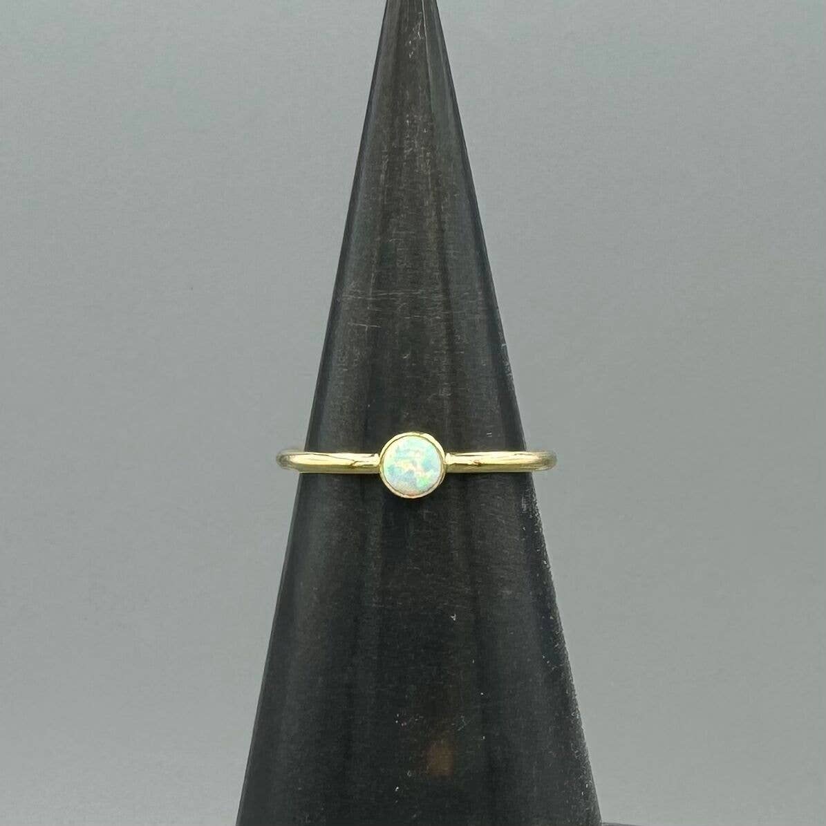 Small Round Faux Opal Bezel Ring