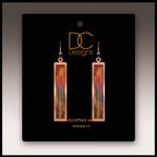 Orange Nature Abstract Copper Showcase Rectangle Earrings