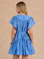 Flutter Sleeve Tiered Mini Dress