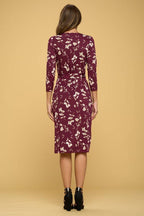 Floral Print V neck Jersey Wrap Dress with Tie
