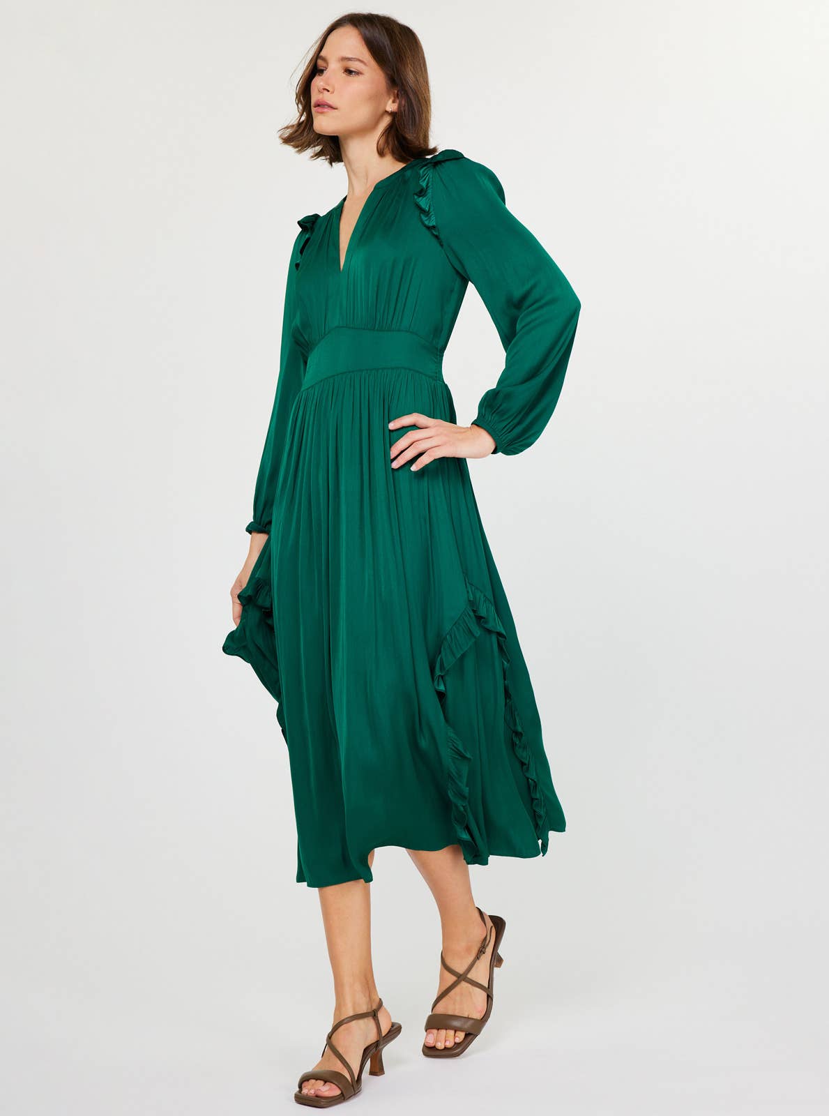 Ruffled Detail Midi Dress