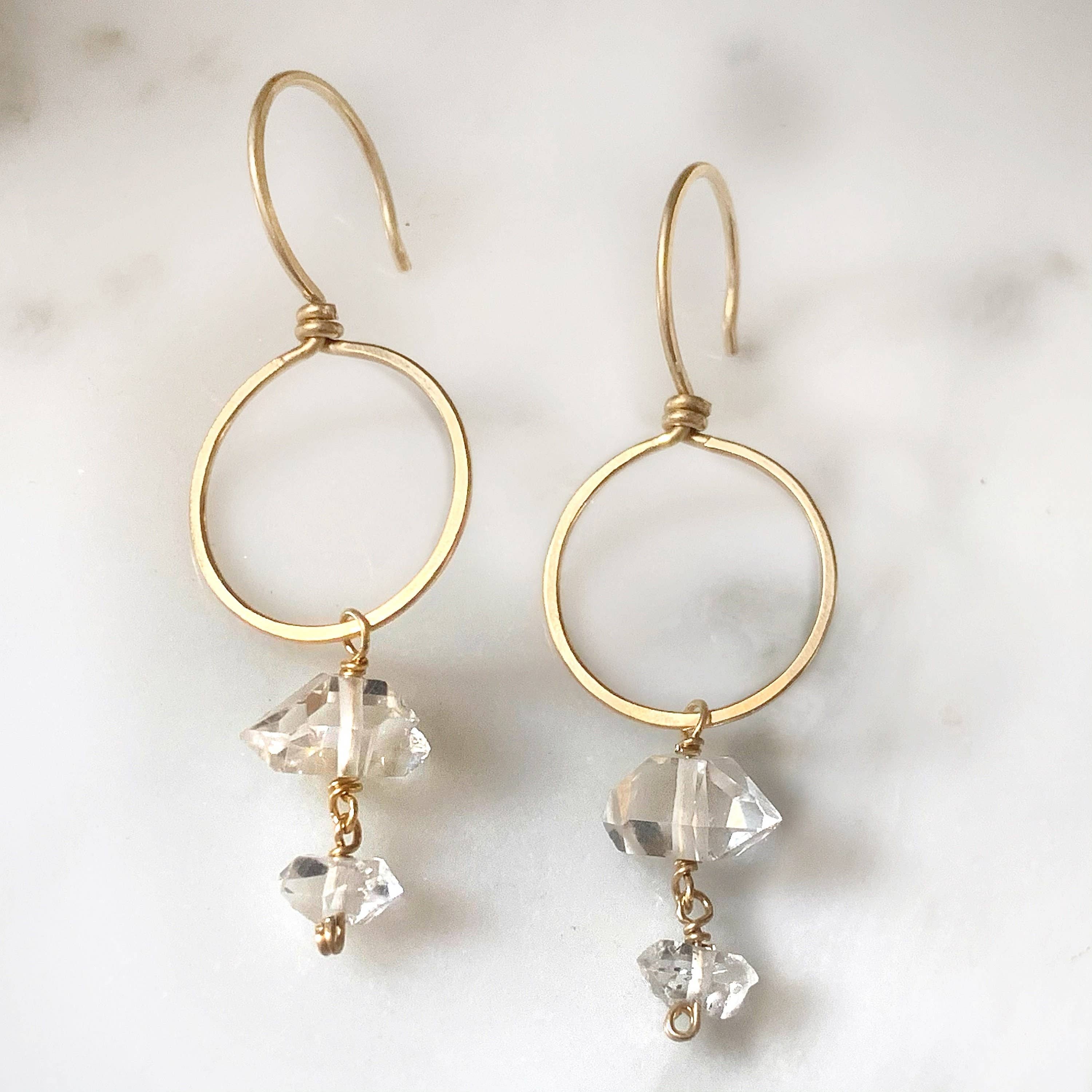 Pakimer Diamond Dangle Earrings in 14k Gold Fill