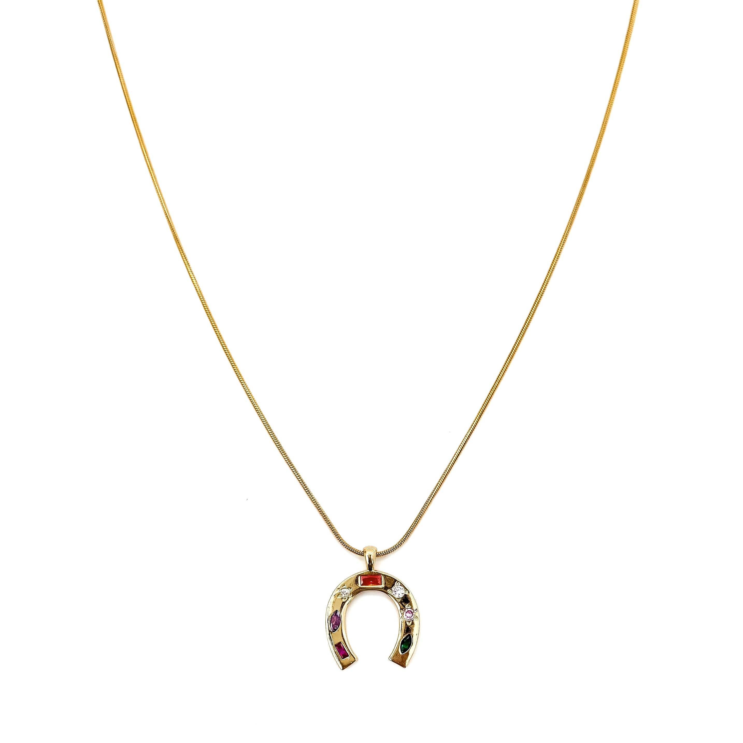 Zelia Colorful Crystal Horseshoe Necklace