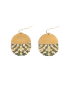 Beaded Handwoven Savoy Drop Earrings (Green)