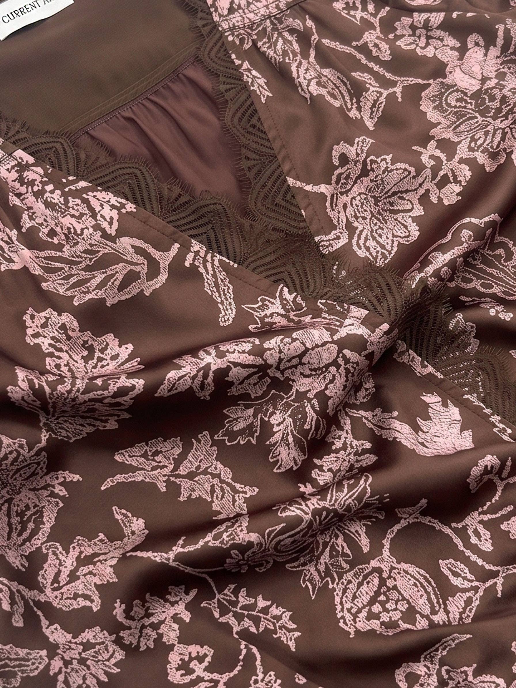 Floral Printed Lace Surplice Top