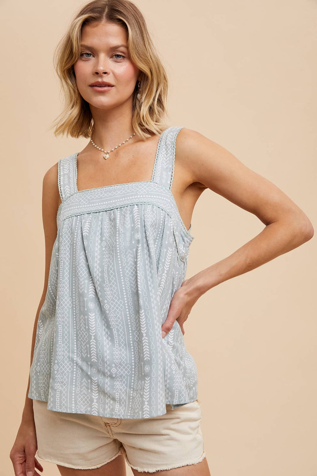 BUTTON BACK SMOCK TANK