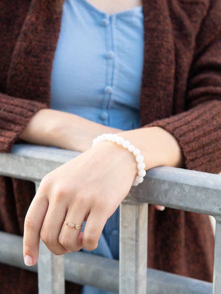 Stone Elastic Bracelet - White Agate