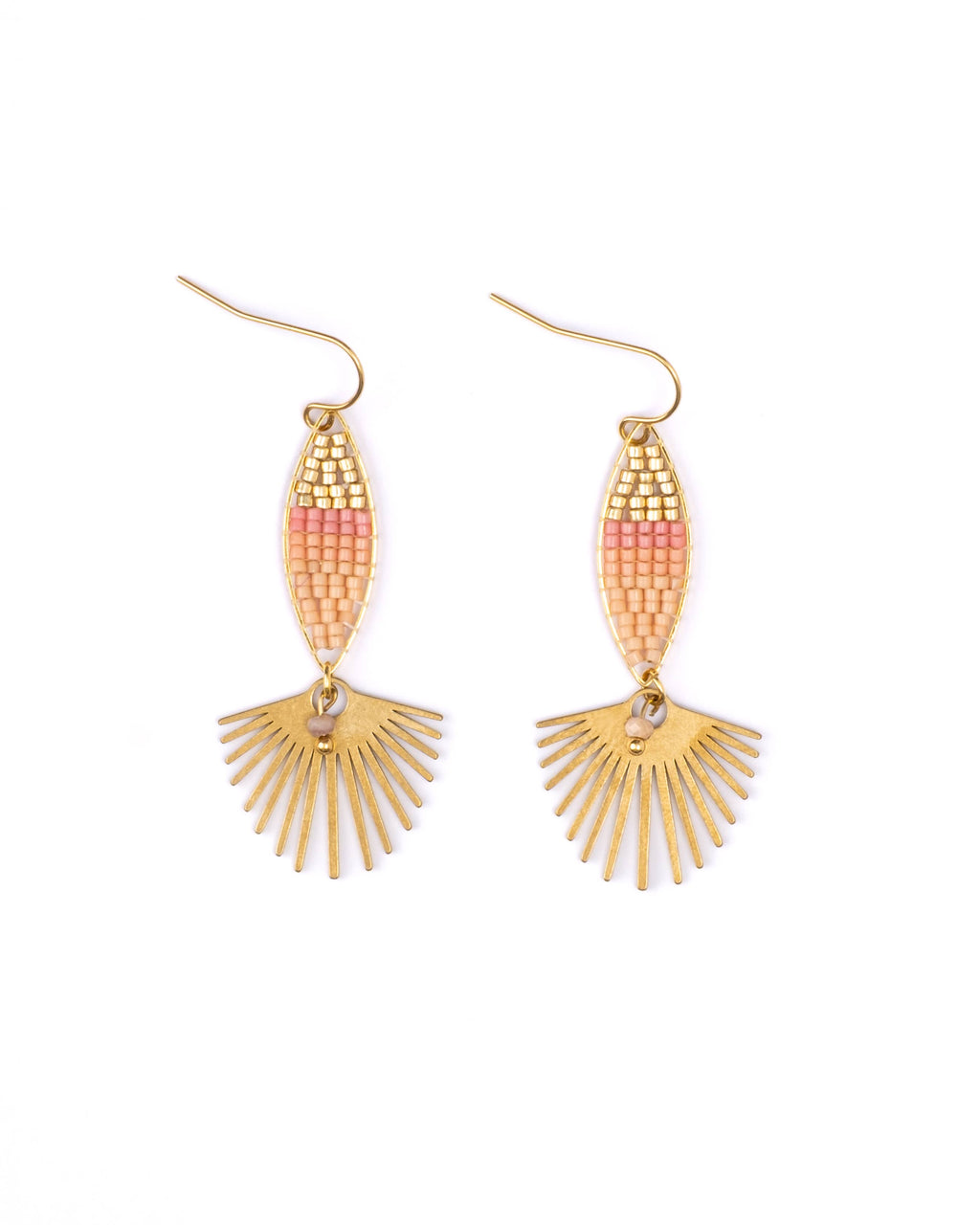 Beaded Handwoven Cotton Candy Dangle Earrings (Aqua)