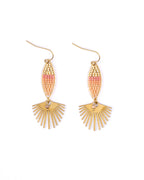 Beaded Handwoven Cotton Candy Dangle Earrings (Aqua)