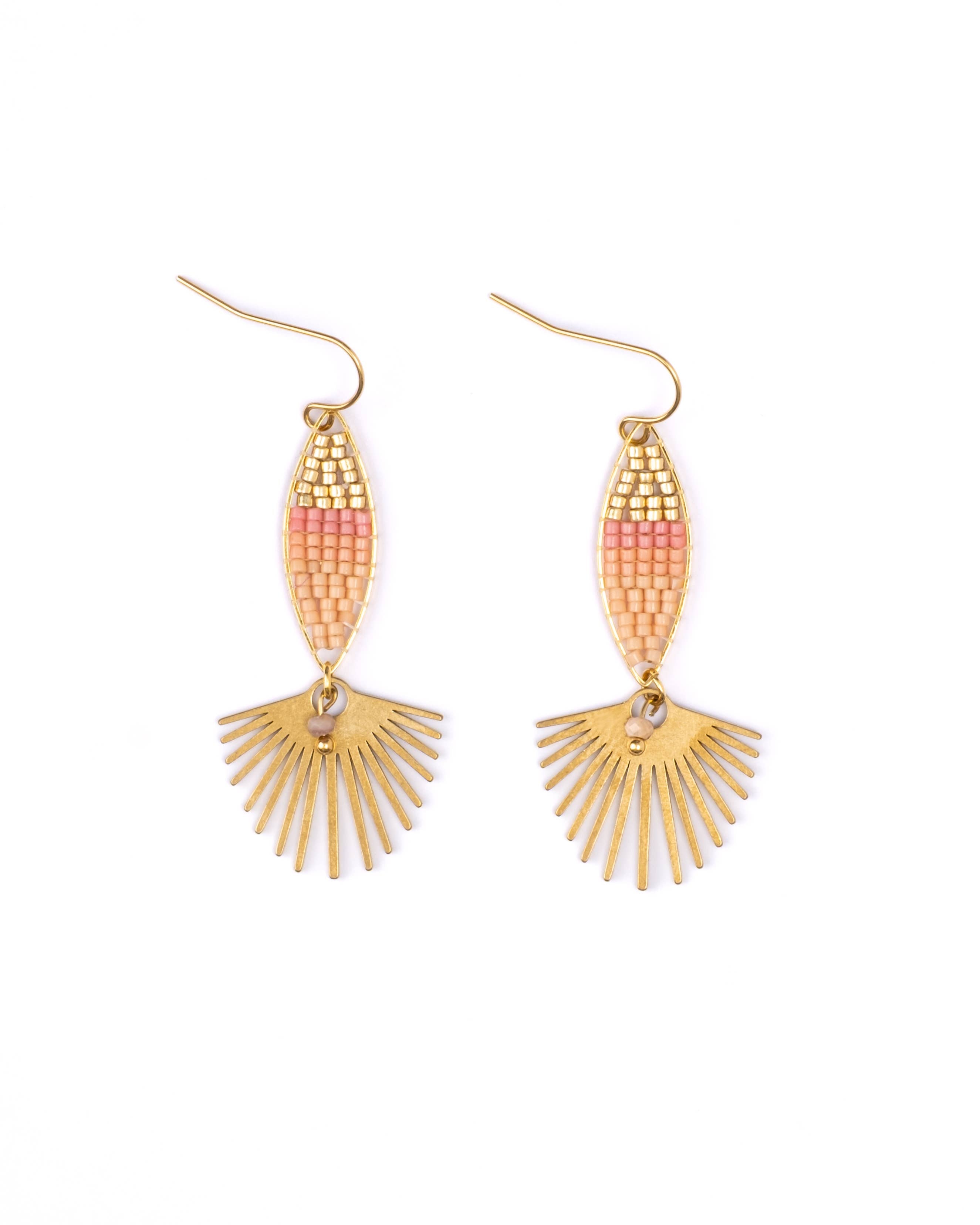 Beaded Handwoven Cotton Candy Dangle Earrings (Aqua)