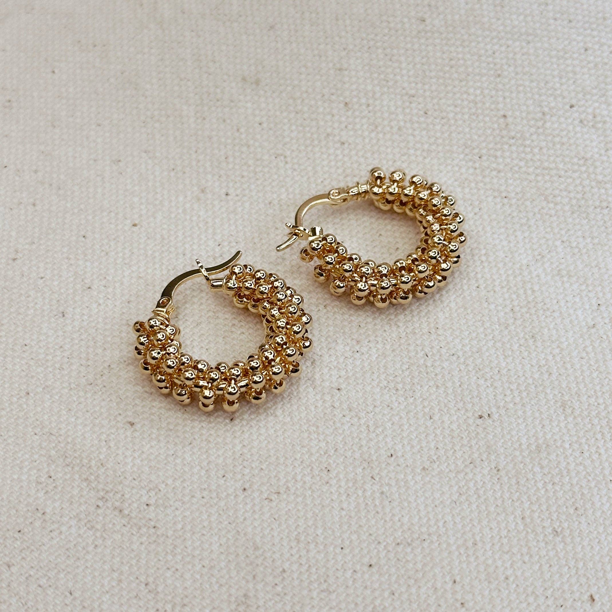 Beaded Cluster Hoop Earrings