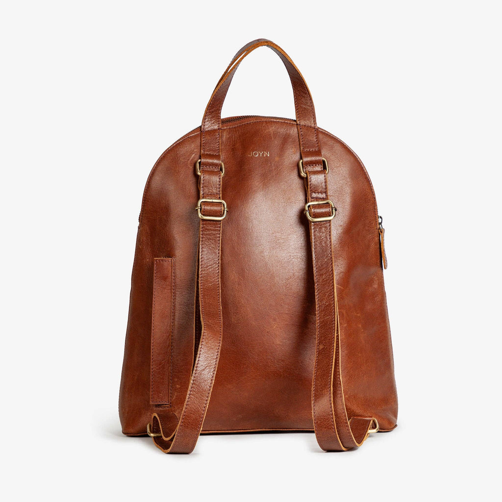 Pebbled Leather Halfmoon Backpack - Vintage Brown