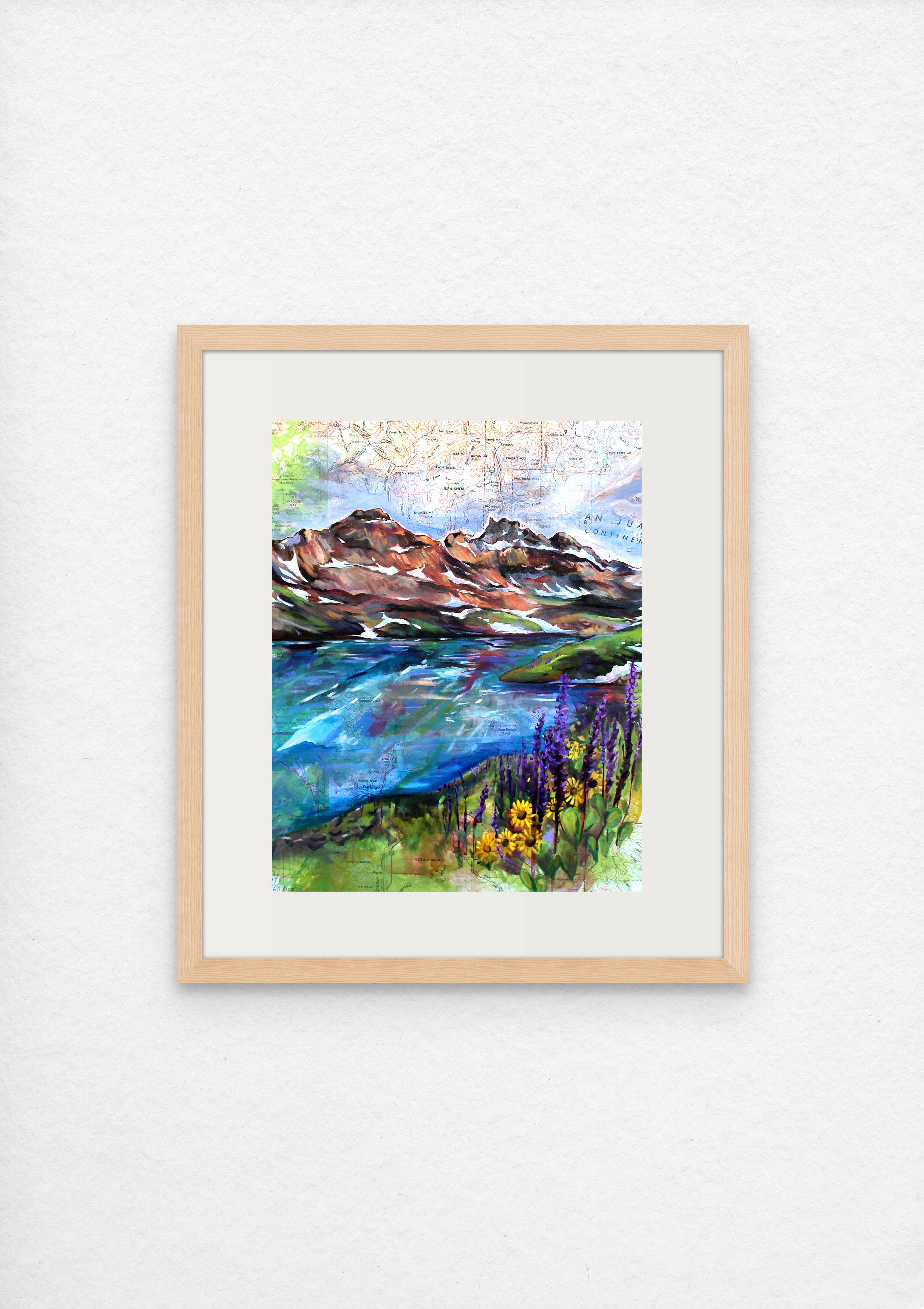 Turquoise Lake Map Art Print
