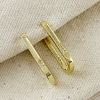 Slight Long Oblong CZ Hoop Earrings
