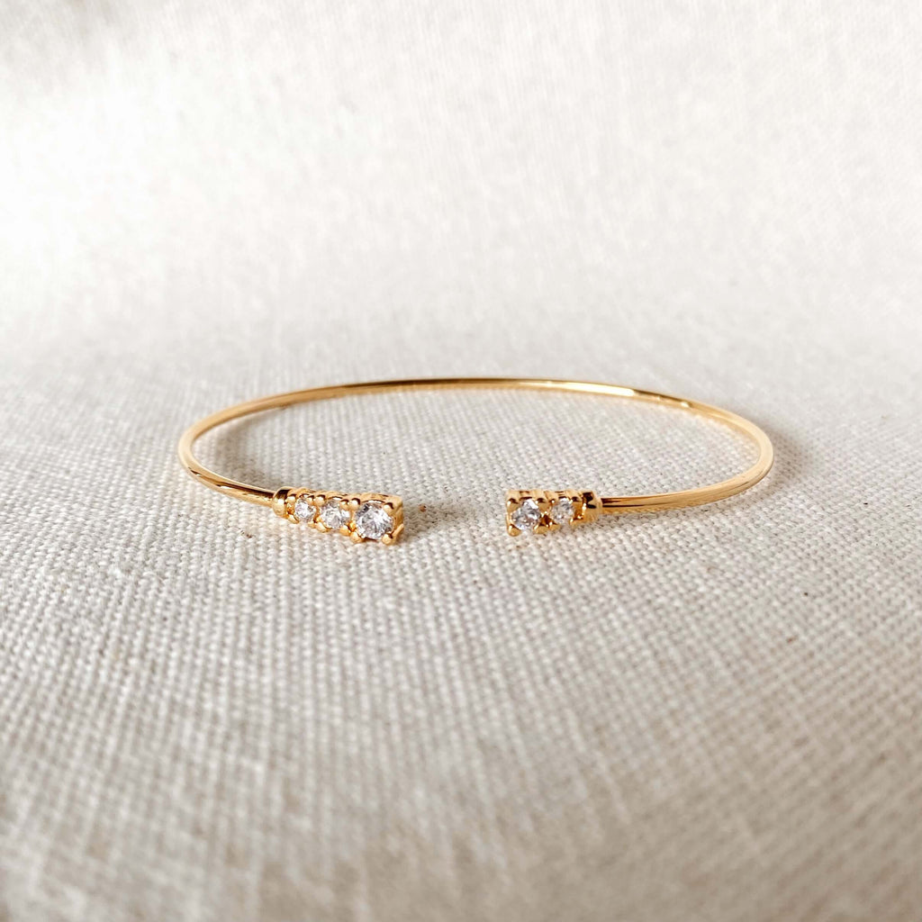 Dainty Cuff Bracelet with Cubic Zirconia Stones