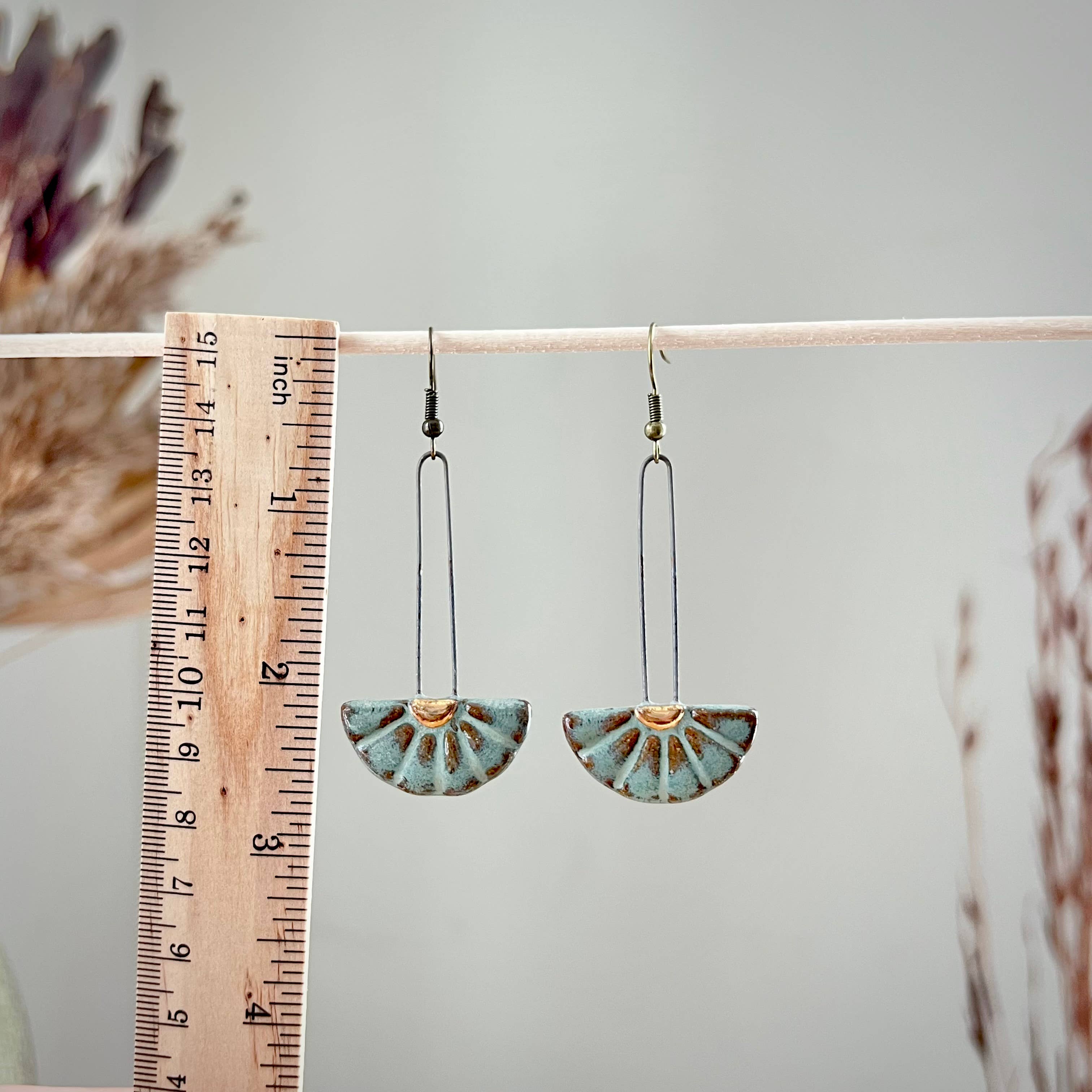 Turquoise Sun Burst Ceramic Earrings