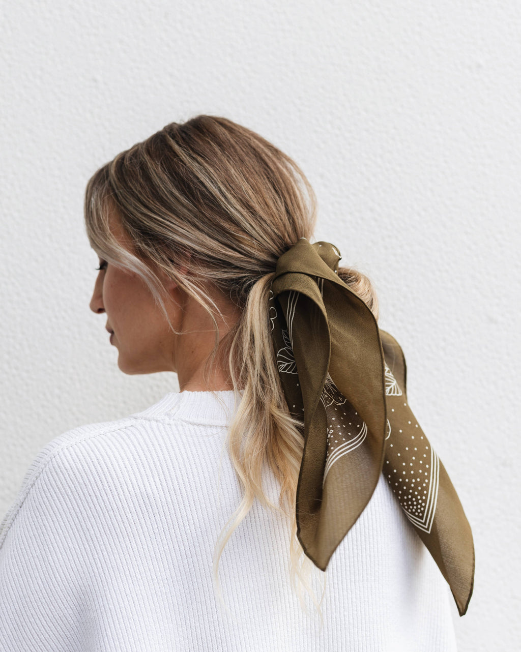 Classic Deep Olive Floral Western Bandana - 100% Silk