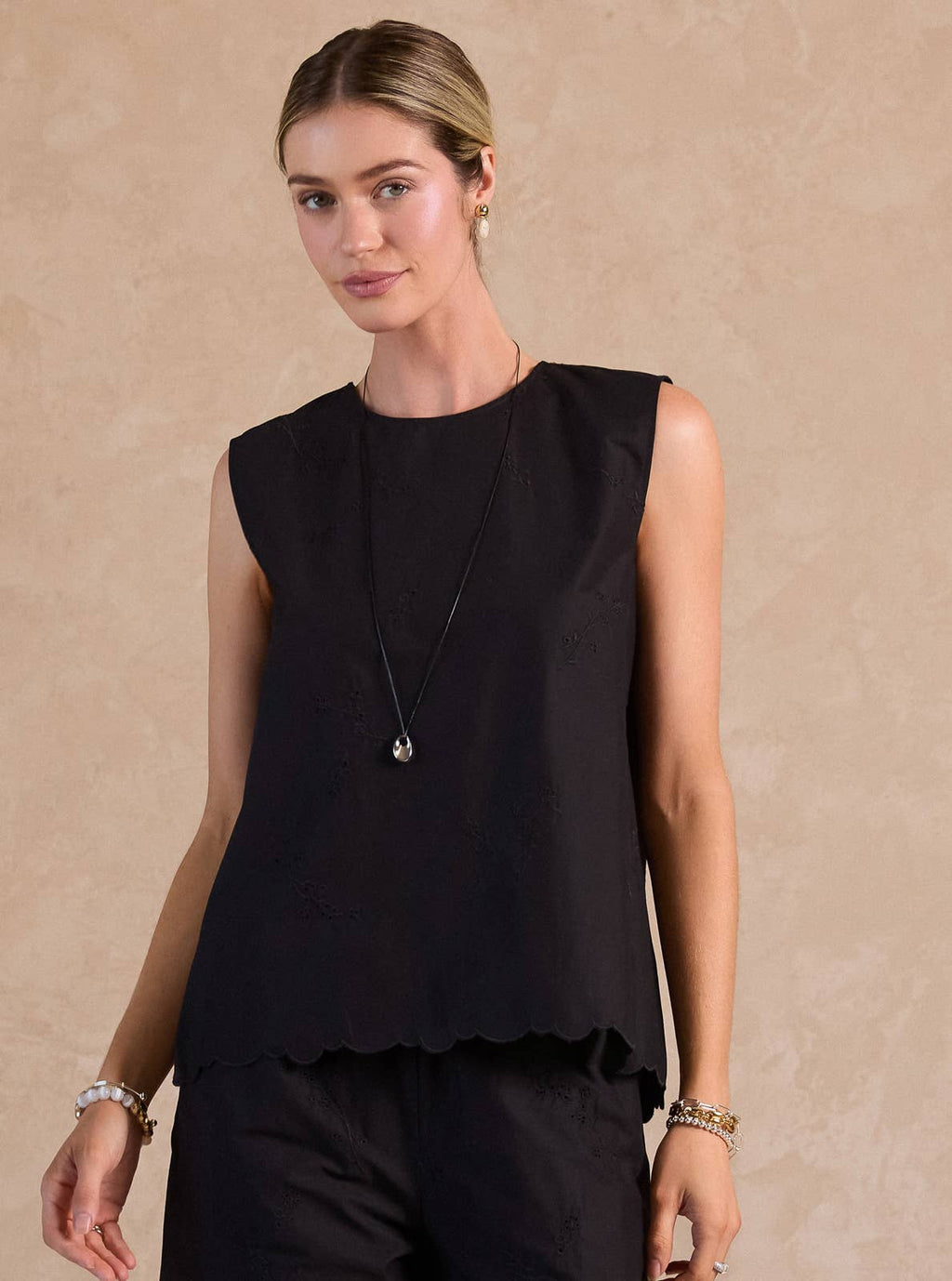 Floral Embroidered Sleeveless Top