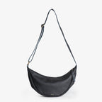 Pebbled Leather Moon Sling Bag - Black