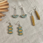 Turquoise Sun Burst Ceramic Earrings