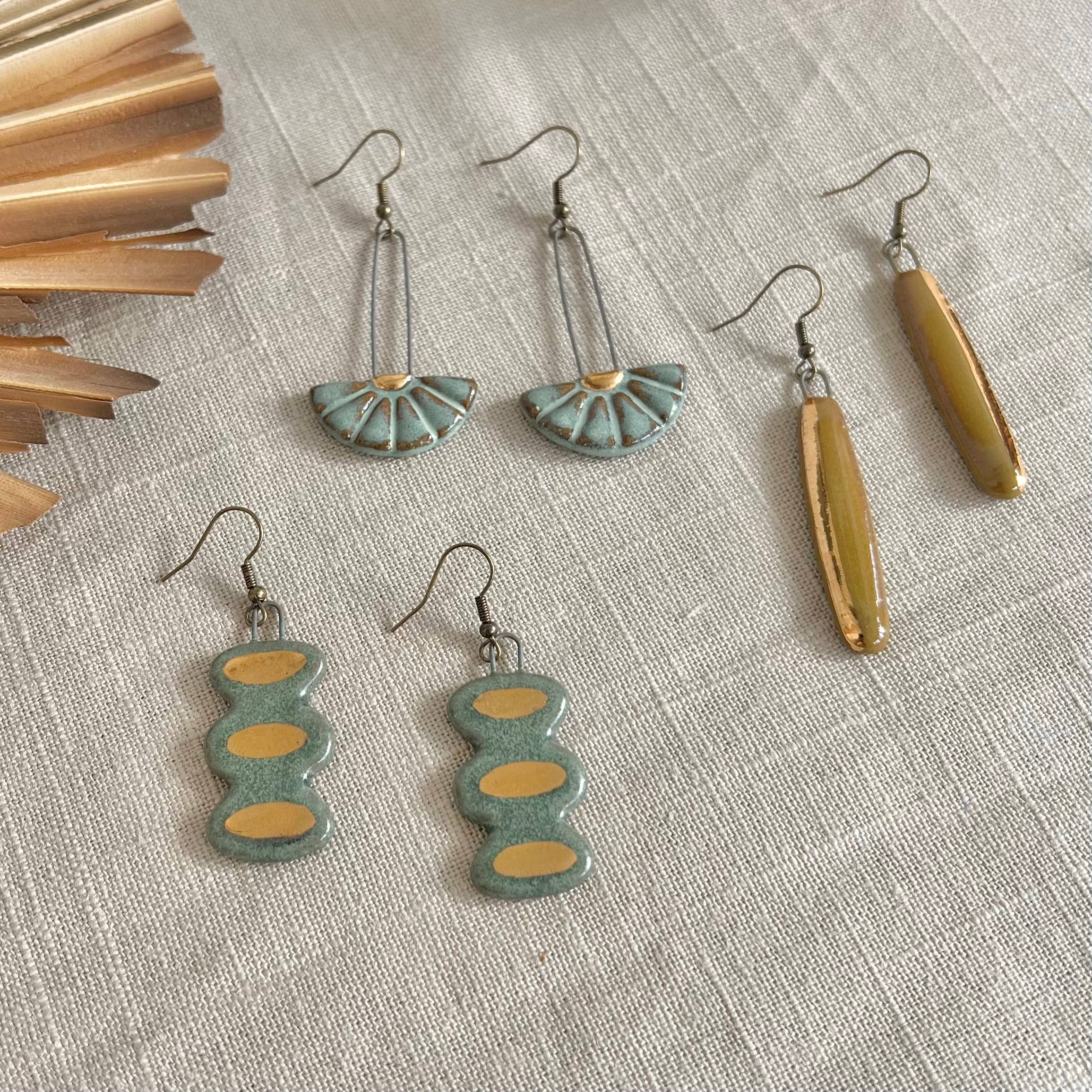 Turquoise Sun Burst Ceramic Earrings