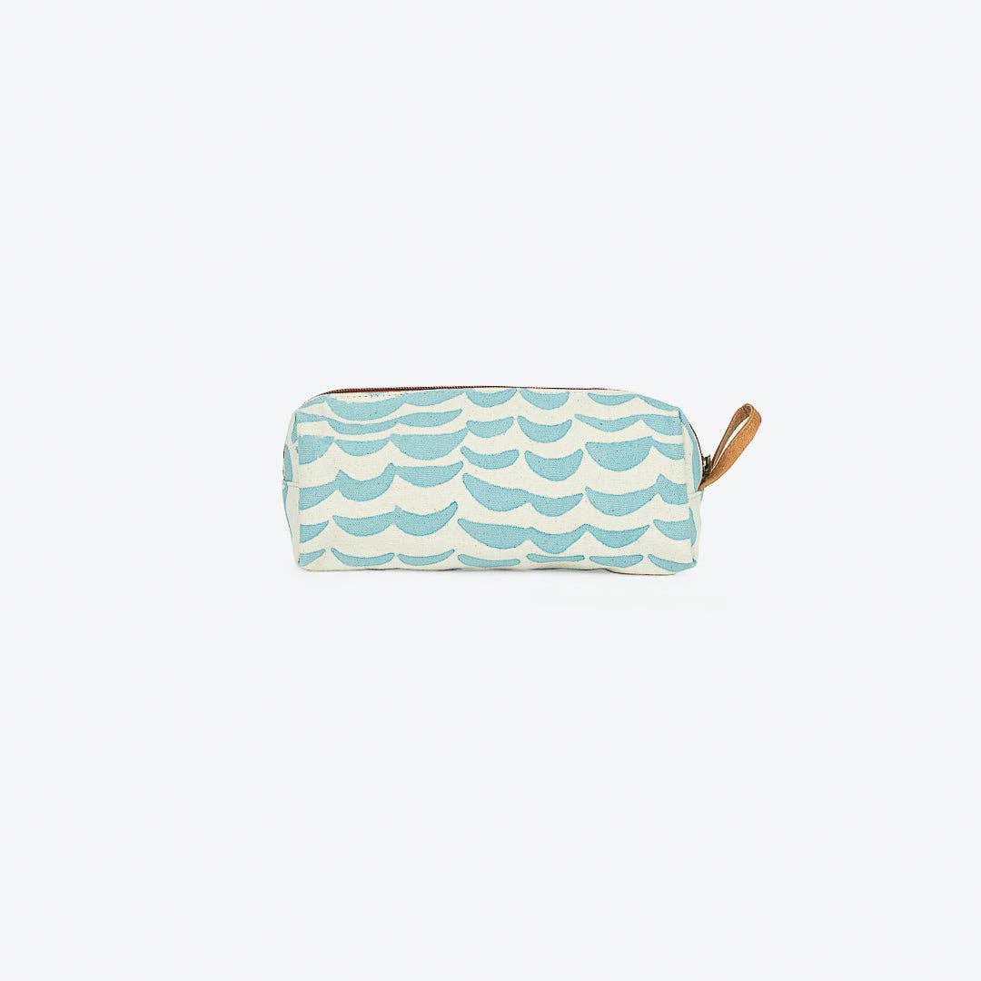 Utility Pouch in Blue Wave Print
