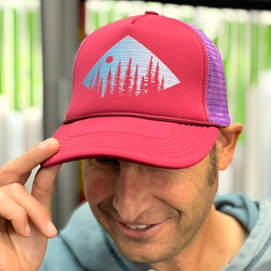 Forest Thru the Trees Trucker Hat - Maroon / Purple