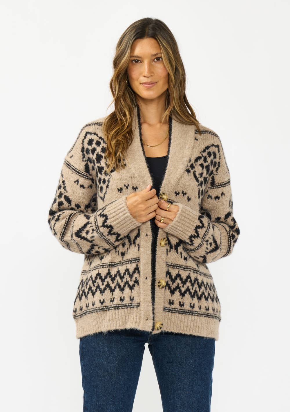Tribal Button Front Sweater Cardigan