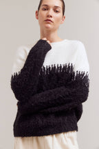 YARN MIXED BLOCK SWEATER TOP