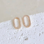 CZ Oval Stud Earrings 