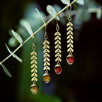 The Acorn Earrings with Chevron Chain and Crushed Gems
