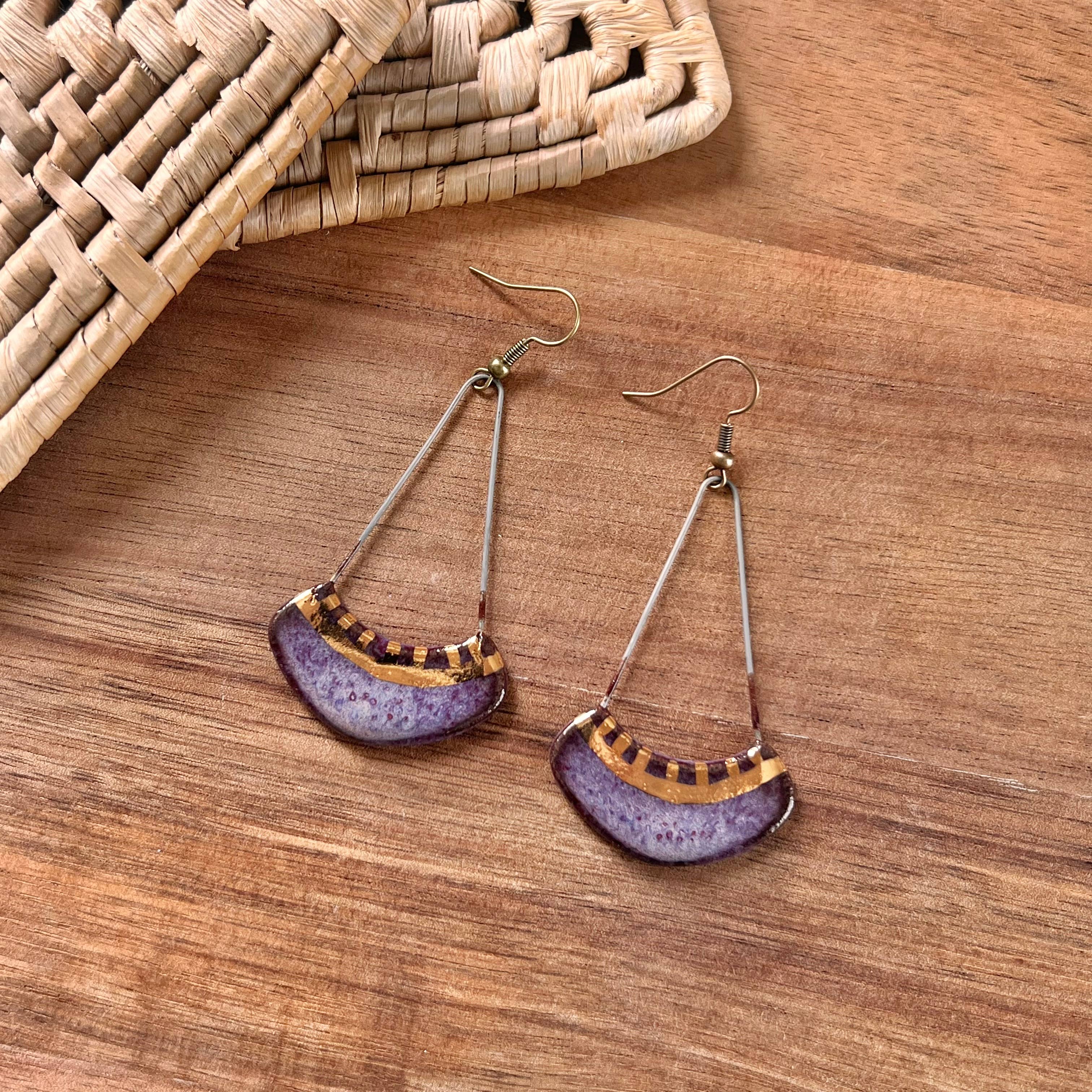 Eggplant Purple Collar Earrings 